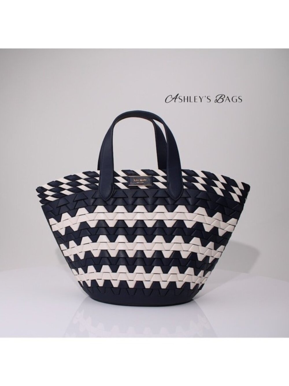 Kate Spade Zigzag Woven Leather Small Tote